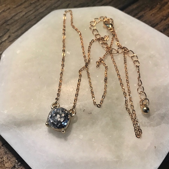 Tayzani Jewelry - Graphite & Gold Glitter Square Pendant Necklace